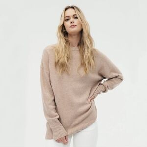 Naadam luxe 100% cashmere oversized crewneck sweater sand xs